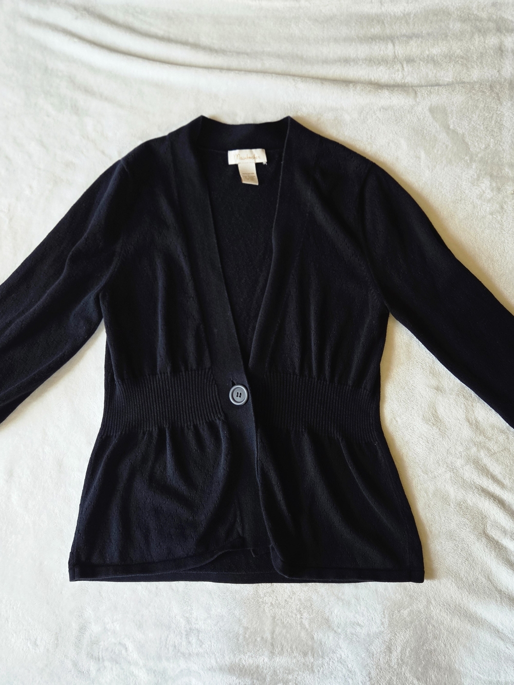 Vintage Cotton Mainbocher Single-Button V-Neck Cardigan Sweater